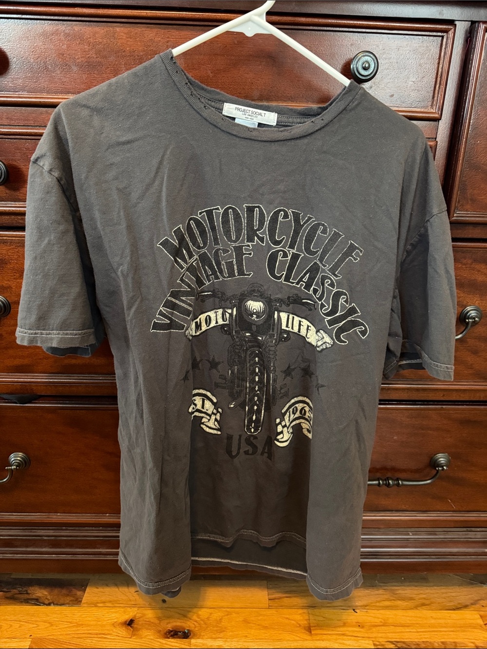 Project Social T Charcoal Motorcycle Graphic Tee